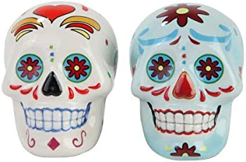 【中古】1 X Day of Dead Sugar White & Blue Skulls Salt & Pepper Shakers Set- Skulls Collection by Pacific Giftware