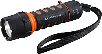 【中古】エルパ LEDハンドライト 防水形 明るさ切替可能 ラバーで衝撃を吸収 DOP-LR309 直径32X全長105(mm)