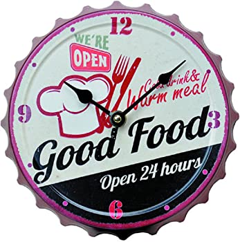 【中古】キーストーン 置き時計・掛け時計 GOOD-FOOD 高さ/約20cm, 幅/約20cm, 奥行/約3cm