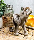 【中古】Ebros Savanna Calls Trumpeting Elephant Glass Salt And Pepper Shakers Holder...