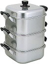 【中古】(未使用品)アカオアルミ 角型蒸器 36cm 二重 アルミニウム合金(アルマイト)、ハンドル(フェノール樹脂) 日本 AMS71362