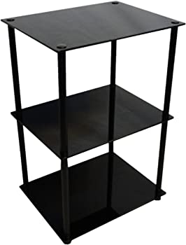 (未使用品)Convenience Concepts Designs2Go Midnight Classic 3-Tier Glass Square End/Lamp Table, Black Glass by Convenience Concepts