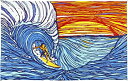 【中古】(非常に良い)サンシャインJoy Sunset Surfer Ocean Wave Surfタペストリー壁吊り大60?x 90インチ