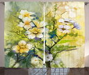 【中古】(非常に良い)水彩花ホーム装飾カーテンby Ambesonne、抽象油彩画PoppyパターンFresh Springアートテーマ、リビングルームベッドル...
