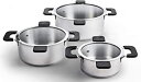 【中古】Ozeri ZP16-3P Multi-Size 6-Piece Inductive Pot Set, Stainless Steel