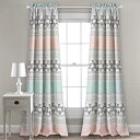 【中古】(非常に良い)Lush Decor Lush飾り象ストライプRoom Darkeningウィンドウカーテンパネルペア、84?" X 52?" + 2?"ヘッダー、ターコイズとピンク