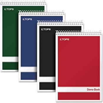 【中古】(未使用品)Steno Book with Assorted Colored Cover, 6 x 9, White Paper, 4 80-Sheet Pads/Pack (並行輸入品)