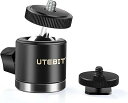 【中古】(非常に良い)UTEBIT 自由雲台 360度 回転可能 ボールヘッド雲台 直径20mm ミニ小型雲台 1/4 ネジ ネジ付シュー ベース ライトスタンド パノラマ雲台 アルミ製