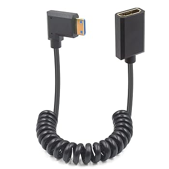 【中古】（非常に良い）Duttek 8K L字型ミニHDMIオス HDMIメス延長コイルケーブル2.1バージョン 48Gbps 超薄型HDMIミニHDMIケーブル 双方向伝送に対応 プロジェクター/