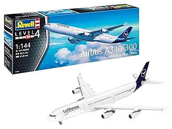 【中古】ドイツレベル(Revell) 1/144 エアバス A340-300 ルフトハンザ 旅客機 プラモデル 03803