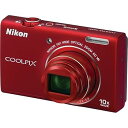 【中古】(非常に良い)Nikon COOLPIX S6200 16 MP デジタルカメラ 10倍光学ズームNIKKOR EDガラスレンズとHD 720pビデオ(レッド)