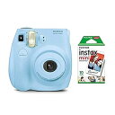 【中古】(非常に良い)FUJIFILM instax Mini 7s ライトブルー + 10枚撮りインスタントフィルムカメラ