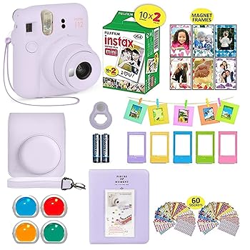 【中古】(非常に良い)Fujifilm Instax Mini 12 カメラセット - パープル、フィルムシート20枚、キャリーケース、シャッターアクセサリー 【中古】(非常に良い)Fujifilm Instax Mini 12 カメラセット - パープル、フィルムシート20枚、キャリーケース、シャッターアクセサリー