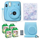 【中古】(非常に良い)FUJIFILM インスタントカメラ instax mini 11 スカイブルー + 富士フイルム バリューパック(40枚入) + シャッターアクセサリーバンドル 対応キャ