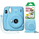 【中古】Fujifilm Instax Mini 11インスタントカメラ スカイブルー + ミニメイト カスタムケース + Fuji Instax Film 20枚 ツインパック