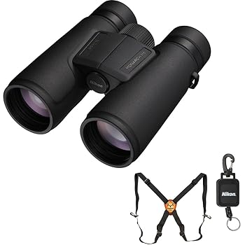 【中古】(非常に良い)Nikon 12x42 Monarch M5 双眼鏡 (ブラック) ニコン格納式レンジファインダーテザーと曲がったホーンアウトフィッターの...