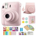 【中古】FUJIFILM INSTAX Mini 12 インスタントフィルムカメラ | ブロッサムピンク チェキアクセサリーセット + クリーニングクロス(8ア...