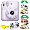 【中古】(非常に良い)Fujifilm Instax Mini 12 インスタントカメラ Instax Miniインスタントフィルム(ツインパック2枚)とBuzzPhotoマイクロファイバークリーニングク
