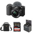 【中古】ソニー ミラーレス交換レンズ Vlogカメラ ZV-E10 APS-C 16-50mmレンズ ブラック - 64GB セット ショルダーバッグ 40.5...