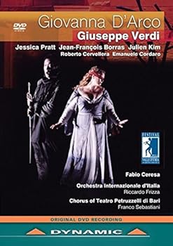 【中古】ヴェルディ:歌劇「ジョヴァンナ・ダルコ」プロローグと3幕[DVD]【メーカー名】【メーカー型番】【ブランド名】【商品説明】ヴェルディ:歌劇「ジョヴァンナ・ダルコ」プロローグと3幕[DVD]演奏: ジョヴァンナ…ジェシカ・プラット(ソプラノ)/カルロ7世…ジャン=フランソワ・ボラス(テノール)/ジャコモ…ジュリアン・キム(バリトン)/デリル…ロベルト・ケルヴェレッラ(バス)/タルボット…(バス) 他/イタリア国際管弦楽団/バーリ・ペトゥルッツェッリ劇場合唱団/リッカルド・フリッツァ(指揮)/ファビオ・チェレサ(演出&装置)/マッシモ・カルロット(衣装デザイン)/ジュゼッペ・カラブロ(照明デザイン)/ルチアーナ・フマローラ(振り付け) 収録 2013年7月 イタリア マルティナ・フランカ パラッツォ ドゥカーレ イトリア谷音楽祭/収録時間:117分/音声:伊語歌唱 ステレオ2.0/DD5.1/字幕:伊, 英, 仏, 独, 日, 韓/画面:16:9 カラー/REGION All(Code:0)/片面2層ディスク 「ジョヴァンナ・ダルコ」とは誰もが知っている「ジャンヌ・ダルク」のイタリア読みの名前。神から啓示を受けた少女がフランスのために戦い、最後は命を落とす物語です。ヴェルディ(1813-1901)は彼の7作目の歌劇に、この題材を用いましたが、そのストーリーは、ヴェルディが好んだ強烈な愛国心に、王とダルコとの間の愛情、父ジャコモとの確執を絡めたもので、ダルコは最後に火あぶりになることはなく戦死するという、かなり人間くさい物語となっています。物語で重要な役割を演じるのが王カルロ7世。ここでは2014年にカウフマンの代役としてメトでデビューを飾った新進気鋭のテノール、ジャン=フランソワ・ボラスが見事な歌唱を聞かせています。題名役を歌うプラットも2007年にデビューして以来、着々とキャリアを重ね、ここでも表現力溢れるダルコを演じています。演奏: ジョヴァンナ…ジェシカ・プラット(ソプラノ)/カルロ7世…ジャン=フランソワ・ボラス(テノール)/ジャコモ…ジュリアン・キム(バリトン)/デリル…ロベルト・ケルヴェレッラ(バス)/タルボット…(バス) 他/イタリア国際管弦楽団/バーリ・ペトゥルッツェッリ劇場合唱団/リッカルド・フリッツァ(指揮)/ファビオ・チェレサ(演出&装置)/マッシモ・カルロット(衣装デザイン)/ジュゼッペ・カラブロ(照明デザイン)/ルチアーナ・フマローラ(振り付け) 収録 2013年7月 イタリア マルティナ・フランカ パラッツォ ドゥカーレ イトリア谷音楽祭/収録時間:117分/音声:伊語歌唱 ステレオ2.0/DD5.1/字幕:伊, 英, 仏, 独, 日, 韓/画面:16:9 カラー/REGION All(Code:0)/片面2層ディスク 「ジョヴァンナ・ダルコ」とは誰もが知っている「ジャンヌ・ダルク」のイタリア読みの名前。神から啓示を受けた少女がフランスのために戦い、最後は命を落とす物語です。ヴェルディ(1813-1901)は彼の7作目の歌劇に、この題材を用いましたが、そのストーリーは、ヴェルディが好んだ強烈な愛国心に、王とダルコとの間の愛情、父ジャコモとの確執を絡めたもので、ダルコは最後に火あぶりになることはなく戦死するという、かなり人間くさい物語となっています。物語で重要な役割を演じるのが王カルロ7世。ここでは2014年にカウフマンの代役としてメトでデビューを飾った新進気鋭のテノール、ジャン=フランソワ・ボラスが見事な歌唱を聞かせています。題名役を歌うプラットも2007年にデビューして以来、着々とキャリアを重ね、ここでも表現力溢れるダルコを演じています。演奏: ジョヴァンナ…ジェシカ・プラット(ソプラノ)/カルロ7世…ジャン=フランソワ・ボラス(テノール)/ジャコモ…ジュリアン・キム(バリトン)/デリル…ロベルト・ケルヴェレッラ(バス)/タルボット…(バス) 他/イタリア国際管弦楽団/バーリ・ペトゥルッツェッリ劇場合唱団/リッカルド・フリッツァ(指揮)/ファビオ・チェレサ(演出&装置)/マッシモ・カルロット(衣装デザイン)/ジュゼッペ・カラブロ(照明デザイン)/ルチアーナ・フマローラ(振り付け) 収録 2013年7月 イタリア マルティナ・フランカ パラッツォ ドゥカーレ イトリア谷音楽祭/収録時間:117分/音声:伊語歌唱 ステレオ2.0/DD5.1/字幕:伊, 英, 仏, 独, 日, 韓/画面:16:9 カラー/REGION All(Code:0)/片面2層ディスク 「ジョヴァンナ・ダルコ」とは誰もが知っている「ジャンヌ・ダルク」のイタリア読みの名前。神から啓示を受けた少女がフランスのために戦い、最後は命を落とす物語です。ヴェルディ(1813-1901)は彼の7作目の歌劇に、この題材を用いましたが、そのストーリーは、ヴェルディが好んだ強烈な愛国心に、王とダルコとの間の愛情、父ジャコモとの確執を絡めたもので、ダルコは最後に火あぶりになることはなく戦死するという、かなり人間くさい物語となっています。物語で重要な役割を演じるのが王カルロ7世。ここでは2014年にカウフマンの代役としてメトでデビューを飾った新進気鋭のテノール、ジャン=フランソワ・ボラスが見事な歌唱を聞かせています。題名役を歌うプラットも2007年にデビューして以来、着々とキャリアを重ね、ここでも表現力溢れるダルコを演じています。演奏: ジョヴァンナ…ジェシカ・プラット(ソプラノ)/カルロ7世…ジャン=フランソワ・ボラス(テノール)/ジャコモ…ジュリアン・キム(バリトン)/デリル…ロベルト・ケルヴェレッラ(バス)/タルボット…(バス) 他/イタリア国際管弦楽団/バーリ・ペトゥルッツェッリ劇場合唱団/リッカルド・フリッツァ(指揮)/ファビオ・チェレサ(演出&装置)/マッシモ・カルロット(衣装デザイン)/ジュゼッペ・カラブロ(照明デザイン)/ルチアーナ・フマローラ(振り付け) 収録 2013年7月 イタリア マルティナ・フランカ パラッツォ ドゥカーレ イトリア谷音楽祭/収録時間:117分/音声:伊語歌唱 ステレオ2.0/DD5.1/字幕:伊, 英, 仏, 独, 日, 韓/画面:16:9 カラー/REGION All(Code:0)/片面2層ディスク 「ジョヴァンナ・ダルコ」とは誰もが知っている「ジャンヌ・ダルク」のイタリア読みの名前。神から啓示を受けた少女がフランスのために戦い、最後は命を落とす物語です。ヴェルディ(1813-1901)は彼の7作目の歌劇に、この題材を用いましたが、そのストーリーは、ヴェルディが好んだ強烈な愛国心に、王とダルコとの間の愛情、父ジャコモとの確執を絡めたもので、ダルコは最後に火あぶりになることはなく戦死するという、かなり人間くさい物語となっています。物語で重要な役割を演じるのが王カルロ7世。ここでは2014年にカウフマンの代役としてメトでデビューを飾った新進気鋭のテノール、ジャン=フランソワ・ボラスが見事な歌唱を聞かせています。題名役を歌うプラットも2007年にデビューして以来、着々とキャリアを重ね、ここでも表現力溢れるダルコを演じています。演奏: ジョヴァンナ…ジェシカ・プラット(ソプラノ)/カルロ7世…ジャン=フランソワ・ボラス(テノール)/ジャコモ…ジュリアン・キム(バリトン)/デリル…ロベルト・ケルヴェレッラ(バス)/タルボット…(バス) 他/イタリア国際管弦楽団/バーリ・ペトゥルッツェッリ劇場合唱団/リッカルド・フリッツァ(指揮)/ファビオ・チェレサ(演出&装置)/マッシモ・カルロット(衣装デザイン)/ジュゼッペ・カラブロ(照明デザイン)/ルチアーナ・フマローラ(振り付け) 収録 2013年7月 イタリア マルティナ・フランカ パラッツォ ドゥカーレ イトリア谷音楽祭/収録時間:117分/音声:伊語歌唱 ステレオ2.0/DD5.1/字幕:伊, 英, 仏, 独, 日, 韓/画面:16:9 カラー/REGION All(Code:0)/片面2層ディスク 「ジョヴァンナ・ダルコ」とは誰もが知っている「ジャンヌ・ダルク」のイタリア読みの名前。神から啓示を受けた少女がフランスのために戦い、最後は命を落とす物語です。ヴェルディ(1813-1901)は彼の7作目の歌劇に、この題材を用いましたが、そのストーリーは、ヴェルディが好んだ強烈な愛国心に、王とダルコとの間の愛情、父ジャコモとの確執を絡めたもので、ダルコは最後に火あぶりになることはなく戦死するという、かなり人間くさい物語となっています。物語で重要な役割を演じるのが王カルロ7世。ここでは2014年にカウフマンの代役としてメトでデビューを飾った新進気鋭のテノール、ジャン=フランソワ・ボラスが見事な歌唱を聞かせています。題名役を歌うプラットも2007年にデビューして以来、着々とキャリアを重ね、ここでも表現力溢れるダルコを演じています。中古品のため使用に伴うキズ等がございますが、問題なくご使用頂ける商品です。画像はイメージ写真ですので商品のコンディション、付属品の有無については入荷の度異なります。当店にて、動作確認・点検・アルコール等のクリーニングを施しております。中古品のため限定特典や補償等は、商品名、説明に記載があっても付属しておりません予めご了承下さい。当店では初期不良に限り、商品到着から7日間は返品を 受付けております。他モールとの併売品の為、完売の際はご連絡致しますのでご了承ください。ご注文からお届けまで1、ご注文⇒ご注文は24時間受け付けております。2、注文確認⇒ご注文後、当店から注文確認メールを送信します。3、お届けまで3〜10営業日程度とお考え下さい。4、入金確認⇒前払い決済をご選択の場合、ご入金確認後、配送手配を致します。5、出荷⇒配送準備が整い次第、出荷致します。配送業者、追跡番号等の詳細をメール送信致します。6、到着⇒出荷後、1〜3日後に商品が到着します。　※離島、北海道、九州、沖縄は遅れる場合がございます。予めご了承下さい。お電話でのお問合せは少人数で運営の為受け付けておりませんので、メールにてお問合せお願い致します。営業時間　月〜金　10:00〜17:00お客様都合によるご注文後のキャンセル・返品はお受けしておりませんのでご了承下さい。0