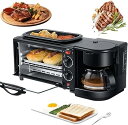 【中古】(非常に良い)トースター、家庭用多機能サンドイッチ朝食機 ロースター コーヒーマシン オーブントースター 3 in 1コーヒーポットベーキングフライ機 ...
