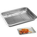 【中古】ステンレス鋼の焙煎パン14x10.6インチ広げ縁取りトースターオーブンパンフラット冷却ラックで焼くための焦げ付き