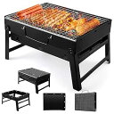 【中古】(非常に良い)バーベキューグリル、1~6人用ポータブルバーベキューグリル、ミニ炭バーベキュー、表キャンプアウトドアガーデングリル、バーベキュー道具、ブラ