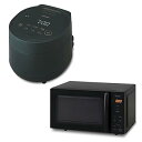 【中古】(非常に良い)アイリスオーヤマ 電子レンジ 18L & 炊飯器 3合 ブラックver. 家電セット 2点 新生活 一人暮らし