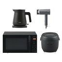 【中古】アイリスオーヤマ 新生活セット 家電セット 4点セット レンジ17L 黒+ケトル 黒+炊飯器3合 黒+ドライヤー 黒