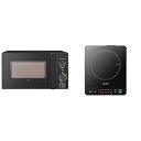 【中古】(非常に良い)COMFEE` 電子レンジ 17L ターンテーブル 単機能 ヘルツフリー 全国対応 CF-AM202-BKブラック + クッキングヒーター...
