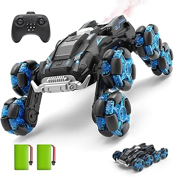【中古】DEERC ラジコンカー 子供向け オフロード 8WD スタントカー 12チャンネル プログラミング機能&自動デモ 多種類変形 ロボット 電動RCカー ...