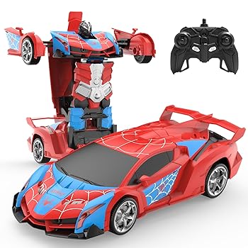 【中古】DEERC ラジコン ラジコンカー こども向け リモコンカー RCカー ロボット おもちゃ 車 変形ロボット スタントカー スポーツカー 2 in 1 ...
