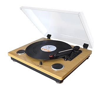 【中古】(非常に良い)WINTECH レコードプレーヤー スピーカー一体型 USB録音 RCAでアンプ接続 防塵カバー 33/45/78回転対応 木目調 KRP-206S