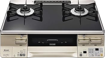 【中古】リンナイ「LAKUCIE」 ココットプレート付 パールクリスタルトップ 左強火力 プロパンRTE65VACB..