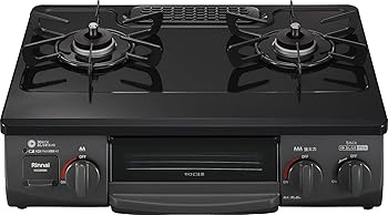 【中古】(非常に良い)リンナイ ガステーブル ガスコンロ 都市ガス12A・13A用 幅約56cm 片面焼きグリル 右強火力 KG35NBKR/13A ブラック
