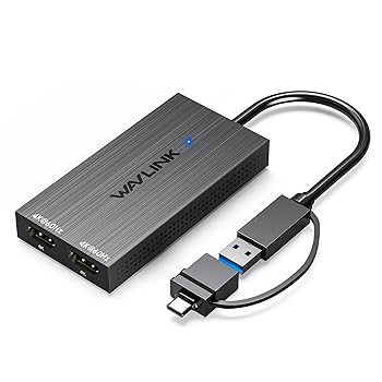 【中古】(非常に良い)WAVLINK USB 3.1/USB C - デュアルHDMIアダプター、HDMI 変換アダプタ、DisplayLi..