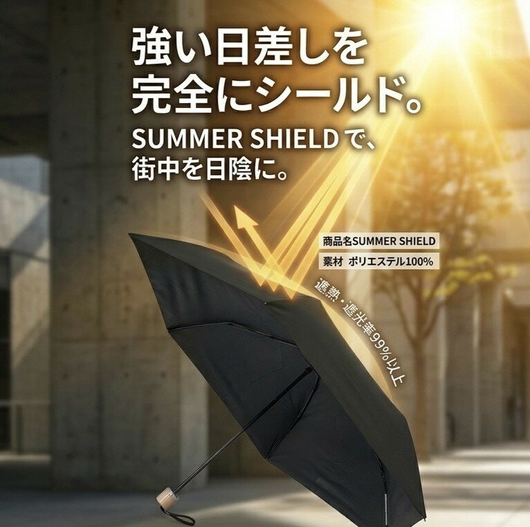 Rakuten - 【サマーシールド傘 東レ開発】SUMMER SHILD 高機能傘 折り畳み 55cm 軽量 270g 東レ生地 UVカット 一級遮光 遮熱効果 通勤 通学 メンズ レディース 兼用 母の日 父の日 ご自身の為 贈り物 テレビでも紹介 強い日差しから肌をしっかり守る高機能日傘。
