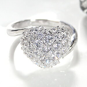 pt900【1.3ct】ダイヤモンド ハート パヴェ リング【送料無料】【刻印無料】【品質保証書付】/ プラチナ ハート ダイアモンド ダイヤリング ダイヤモンドリング ダイアリング ダイアモンドリング 人気 可愛い 上品 指輪 ホワイトデー レディース ギフト プレゼント ウェーブ