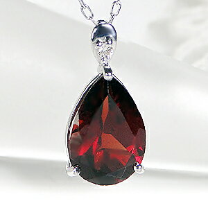 楽天GOODLUCK　jewelryK10WG ガーネット ダイヤモンド ネックレスネックレス ペンダント 可愛い ペアカラーストーン 人気 10K 10金　雫 涙 ホワイトゴールド ダイヤ ダイア ガーネット 一粒 1.8ct 1月誕生石 カラット 送料無料 品質保証書 ギフト プレゼント