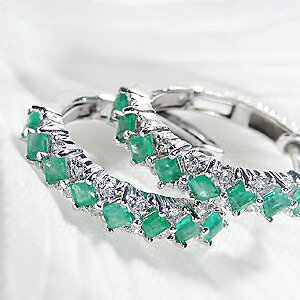 ファッション・ジュエリー・アクセサリー・レディース・ピアス・ホワイトゴールド・エメラルド・ダイヤ..
