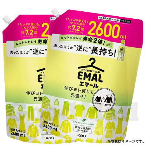 花王 エマール リフレッシュグリーン おしゃれ着用洗濯洗剤 2600ml×2個 洗濯用品 新商品 1