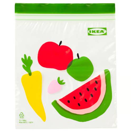 Rakuten - イケア ISTAD イースタード フリーザーバッグ 果物/野菜 模様 グリーン 1L 25枚 箱無し