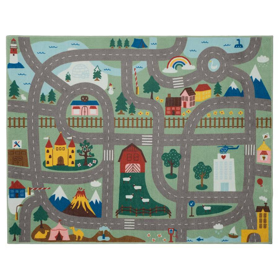 Rakuten - イケア VALLABY ラグ グリーン 100x133 cm プレイマット　子供用品