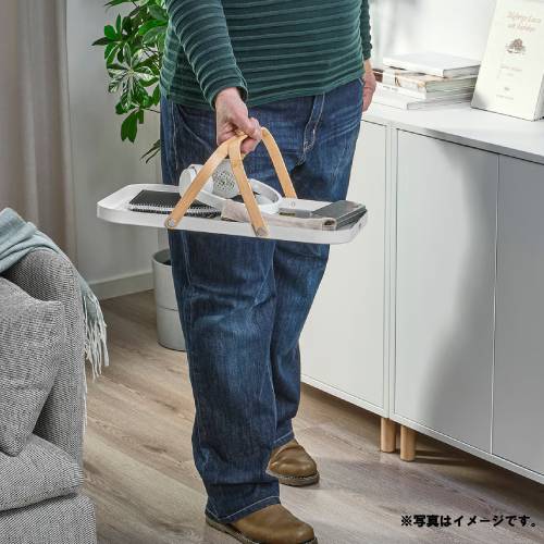GRONFISK トレイ 持ち手付き, 竹/ホワイト, 46x30 cm キッチン用品 [3]
