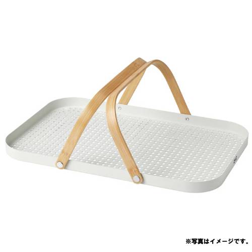 乐天商城 - GRONFISK トレイ 持ち手付き, 竹/ホワイト, 46x30 cm　キッチン用品