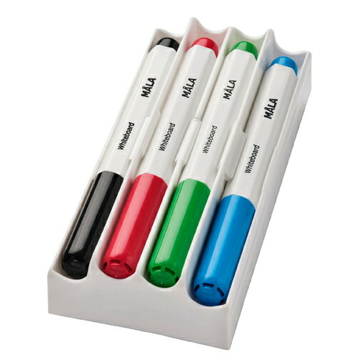 イケア MALA ホワイトボードペン 4ピース、イレーザー付き、ミックスカラー