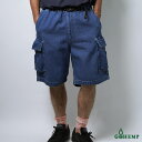 GOHEMP ゴーヘンプ GHP1184THU CARGO WIDE HALF SHORTS USED WASH カーゴワイドハーフショーツ メンズ レディース ユニセックス デニムショーツ S M L ヘンプコットンデニム カーゴパンツ ビッグシルエット ハーフパンツ