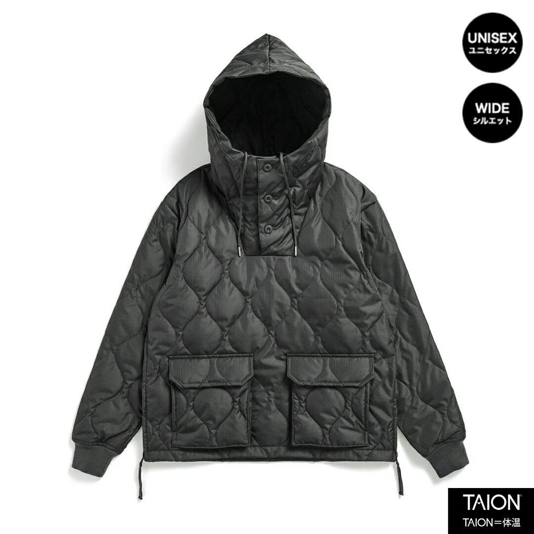 TAION タイオン TAION-106PML-1 MILITARY DOWN HOODIE ミリタリー ダウンフーディー 袖口リブ仕様 メンズ ウィメンズ ユニセックス M L XL シンプルデザイン ダウンジャケット プルオーバー パーカー ルーズなスタイル