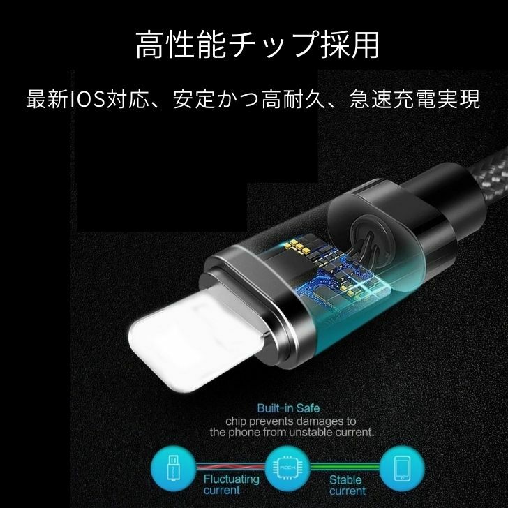iPhone 充電 ケーブル 急速充電 1m+1m+2m 3本セット iPhone/iPadに対応 断線に強い...