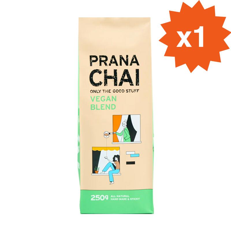 1〜2営業日で発送★新発売★プラナチャイ ヴィーガンブレンド 250g PRANA CHAI ORIGINAL BLEND チャイ 茶葉 マサラチャイ アガベシロップ 2024年12月以降の賞味期限でお届け予定